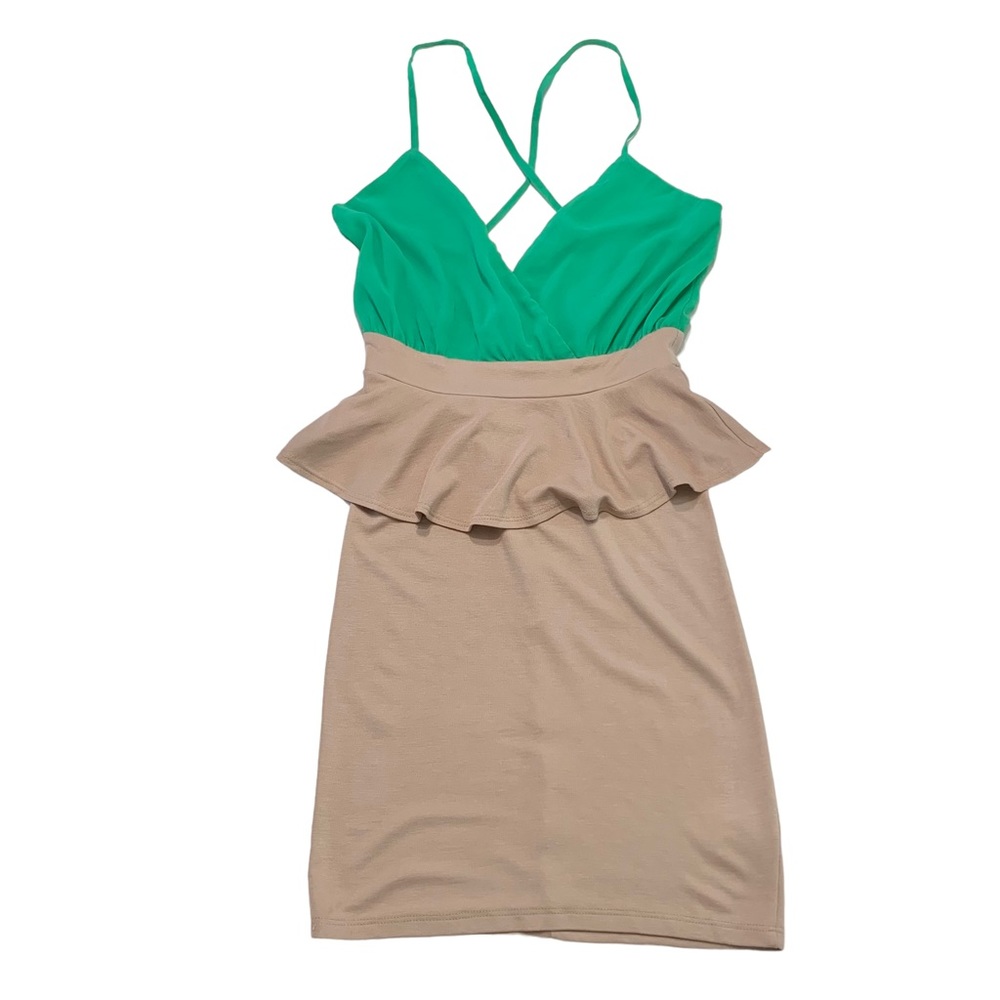 LULUS Peplum Spaghetti Strap Mini Dress Sz M